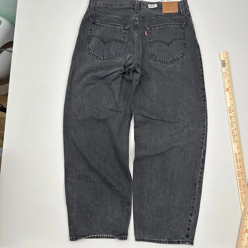 Levi's Premium Baggy Dad Jeans Women 30x30 Black 100% Cotton Big E Wide Leg
